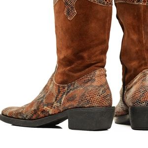 Italian Made Exotic Leather Cowboy Boots – Genuine Vera Pelle  Suede & Snakeskin